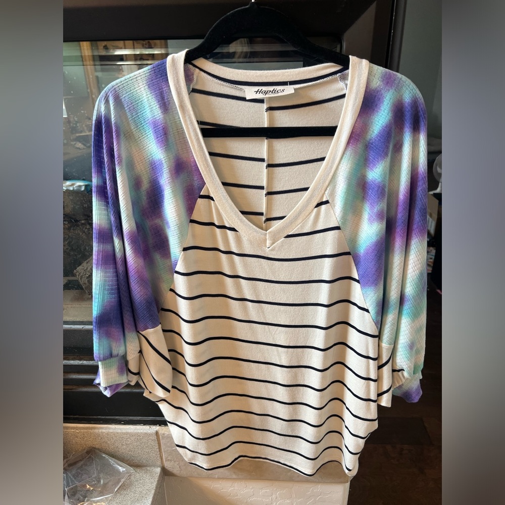 Haptics stripe tie dye top